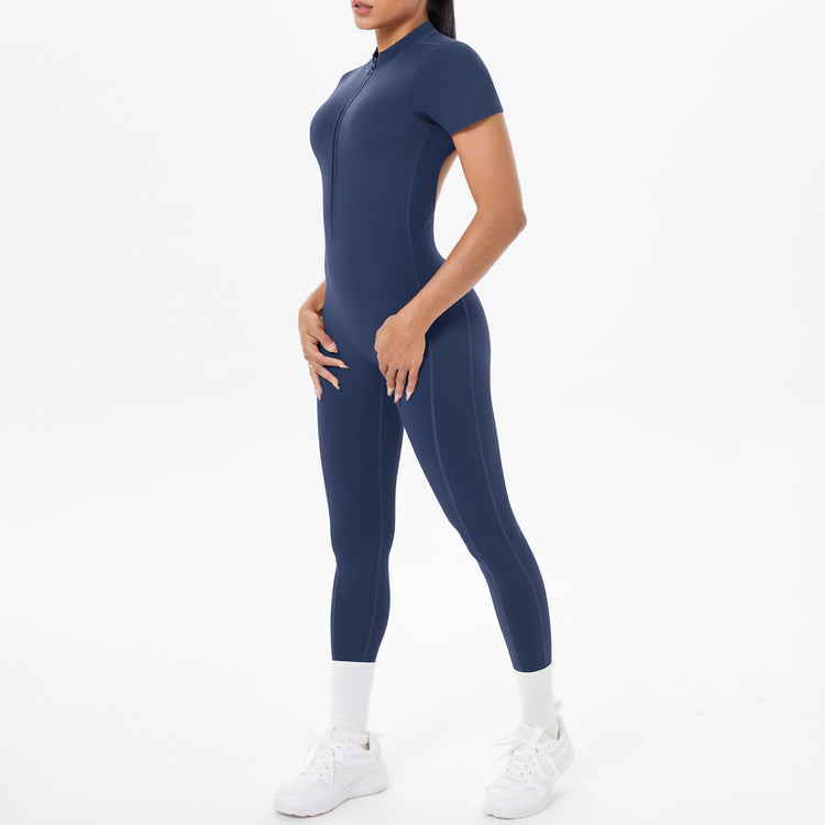 Sexy Backless Bodycon Scrunch Jumpsuit Raises Butt Women Dance Fitness Overalls Push Up  With Chest Cushion Yoga Sport Jump Suit ShedPoundsPortal