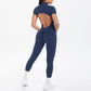 Sexy Backless Bodycon Scrunch Jumpsuit Raises Butt Women Dance Fitness Overalls Push Up  With Chest Cushion Yoga Sport Jump Suit ShedPoundsPortal
