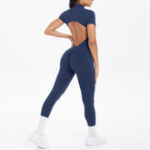 Sexy Backless Bodycon Scrunch Jumpsuit Raises Butt Women Dance Fitness Overalls Push Up  With Chest Cushion Yoga Sport Jump Suit ShedPoundsPortal