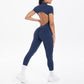 Sexy Backless Bodycon Scrunch Jumpsuit Raises Butt Women Dance Fitness Overalls Push Up  With Chest Cushion Yoga Sport Jump Suit ShedPoundsPortal
