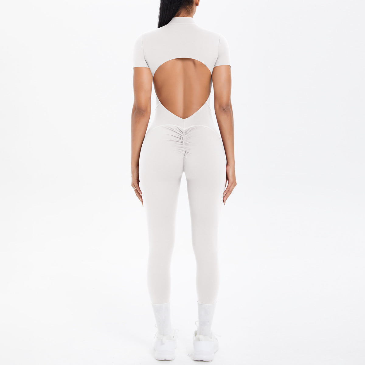 Sexy Backless Bodycon Scrunch Jumpsuit Raises Butt Women Dance Fitness Overalls Push Up  With Chest Cushion Yoga Sport Jump Suit ShedPoundsPortal