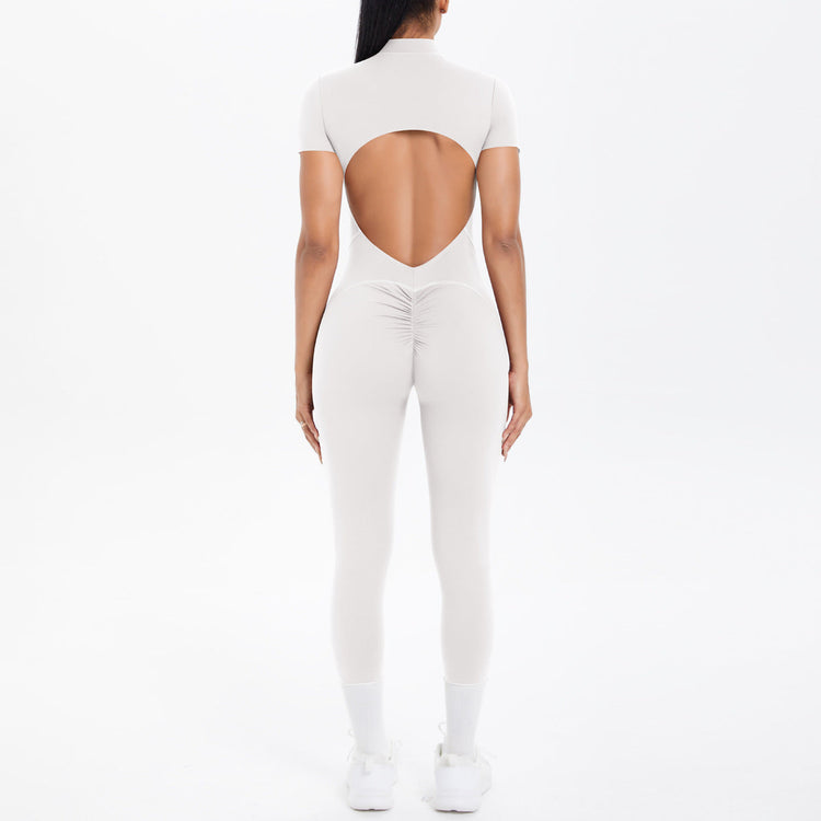 Sexy Backless Bodycon Scrunch Jumpsuit Raises Butt Women Dance Fitness Overalls Push Up  With Chest Cushion Yoga Sport Jump Suit ShedPoundsPortal