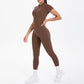 Sexy Backless Bodycon Scrunch Jumpsuit Raises Butt Women Dance Fitness Overalls Push Up  With Chest Cushion Yoga Sport Jump Suit ShedPoundsPortal