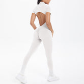 Sexy Backless Bodycon Scrunch Jumpsuit Raises Butt Women Dance Fitness Overalls Push Up  With Chest Cushion Yoga Sport Jump Suit ShedPoundsPortal