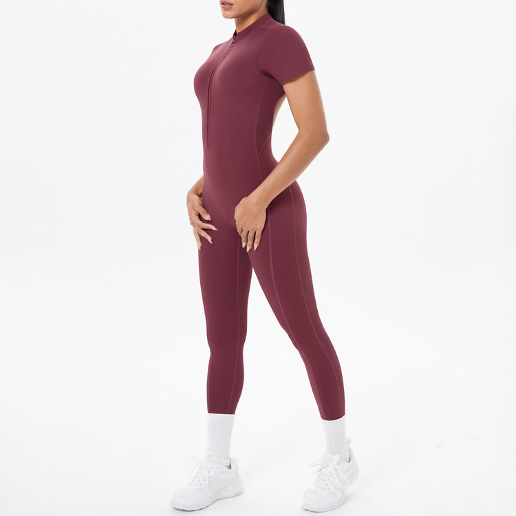 Sexy Backless Bodycon Scrunch Jumpsuit Raises Butt Women Dance Fitness Overalls Push Up  With Chest Cushion Yoga Sport Jump Suit ShedPoundsPortal