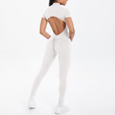 Sexy Backless Bodycon Scrunch Jumpsuit Raises Butt Women Dance Fitness Overalls Push Up  With Chest Cushion Yoga Sport Jump Suit ShedPoundsPortal