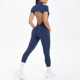 Sexy Backless Bodycon Scrunch Jumpsuit Raises Butt Women Dance Fitness Overalls Push Up  With Chest Cushion Yoga Sport Jump Suit ShedPoundsPortal