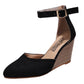 Fashion Women High Heel Sandals Closed Toe Solid Suede Pointed Wedge Heel Shoes Thick Bottom Buckle Sandals Female Footwear