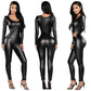 Women Jumpsuit Patent Leather Sexy Black Long Sleeve Jumpsuit Female Uniform Bodysuit ShedPoundsPortal