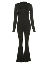 Jumpsuits Autumn New Women Sexy Black Backless Long Sleeve Bodycon Rompers Fashion Streetwear Flare Pants Casual Slim Jumpsuits ShedPoundsPortal