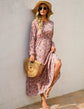 Women Eid Muslim Dresses Tight Waist O Neck Ruffles Spliced Casual Vestidos Flowers Dress Dubai Kaftan Islam Morocco Arab ShedPoundsPortal