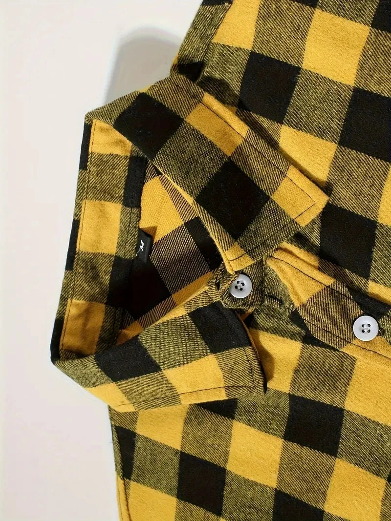Mens Shirts Single Breaste Classic Plaid Smart Casual Flannel Shirt Long Sleeved Chest Two Pockets Design Spring Autumn Men Tops ShedPoundsPortal