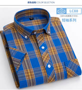 2025 Summer Cotton Plaid Short Sleeve Shirts For Men Plus Size Regular Fit Classic Young  England  Style Shirts Man&