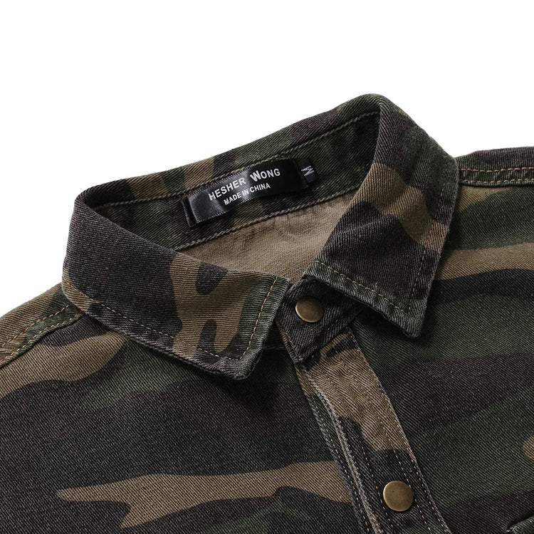 Men Shirts Coats Tops Camouflage Shirt Turn Down Collar Full Sleeve Single Breasted Casual Splice Regular Button Autumn ShedPoundsPortal