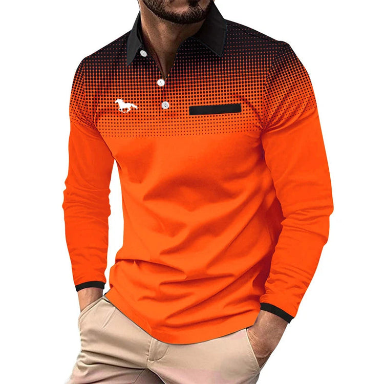 Spring Autumn Men Long Sleeve Sport Lapel Polo Shirt Men Clothes Business Casual Fake Pocket Stitching Golf Polo Shirt Tops ShedPoundsPortal