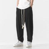 Mens Cotton Linen Pants Mens Summer Breathable Solid Color Harem Pants Male Streetwear White Trousers Men Ankle-Length Pants ShedPoundsPortal