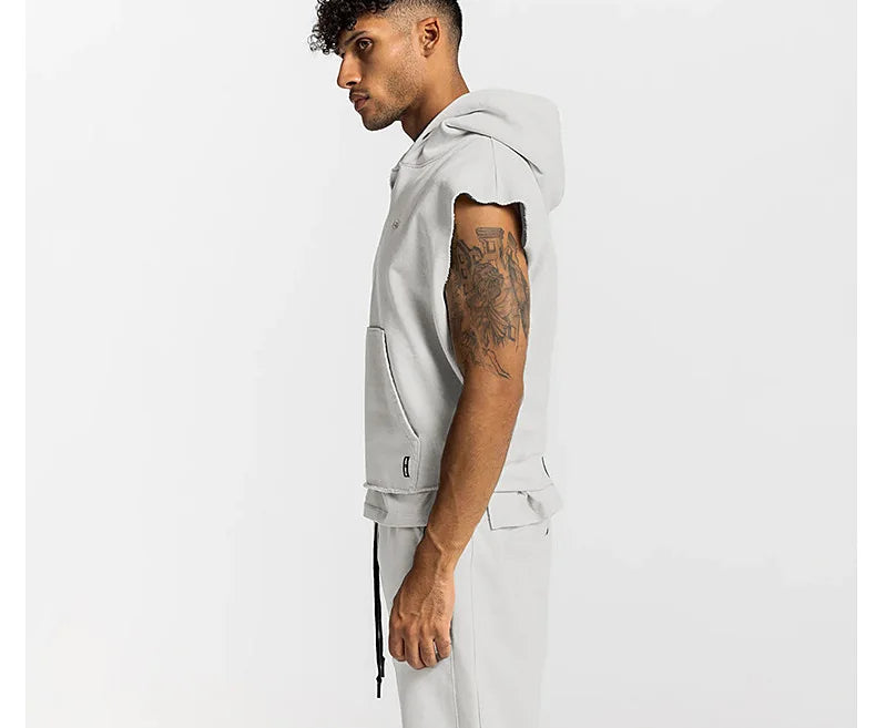 Mens Brand Gyms Clothing Bodybuilding Hooded Tank Top Cotton Sleeveless Vest Sweatshirt Fitness Workout Sportswear Tops Male ShedPoundsPortal