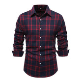 Casual Plaid Long Sleeve Men&