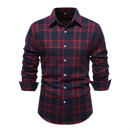 Casual Plaid Long Sleeve Men&