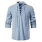 Shirt Cotton Linen Flax Tops Lace Up Long Sleeves Blouse Mens V Neck Medieval Costume Embroidery Tunic Casual Shirt ShedPoundsPortal