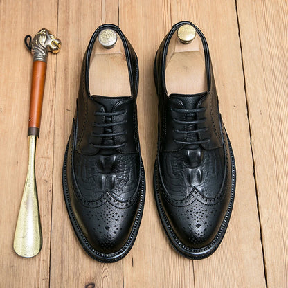 Men Pointed Wedding Formal Oxford Shoes Crocodile pattern Black brown Casual Platform Homecoming Dress Footwear 38-46