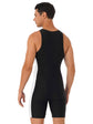 Mens Swimwear One-piece Wetsuit Swimming Bathing Suit Round Neck Sleeveless Side Shorts Bodysuit Triathlon Front Zipper Swimsuit ShedPoundsPortal