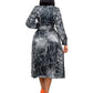 Elegant Dresses Woman 2025 Bow Collar Vintage Printed Full Sleeve A Line Mid Calf Luxury Female Birthday Party Dinner Vestidos
