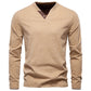 AIOPESON Henley Collar T Shirt Men Casual Solid Color Long Sleeve Autumn Fashion High Quality 100% Cotton Mens T Shirts ShedPoundsPortal