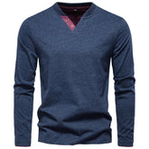 AIOPESON Henley Collar T Shirt Men Casual Solid Color Long Sleeve Autumn Fashion High Quality 100% Cotton Mens T Shirts ShedPoundsPortal