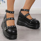 DoraTasia Retro Mary Jane Punk Heels – Studded Black Lolita Party Shoe