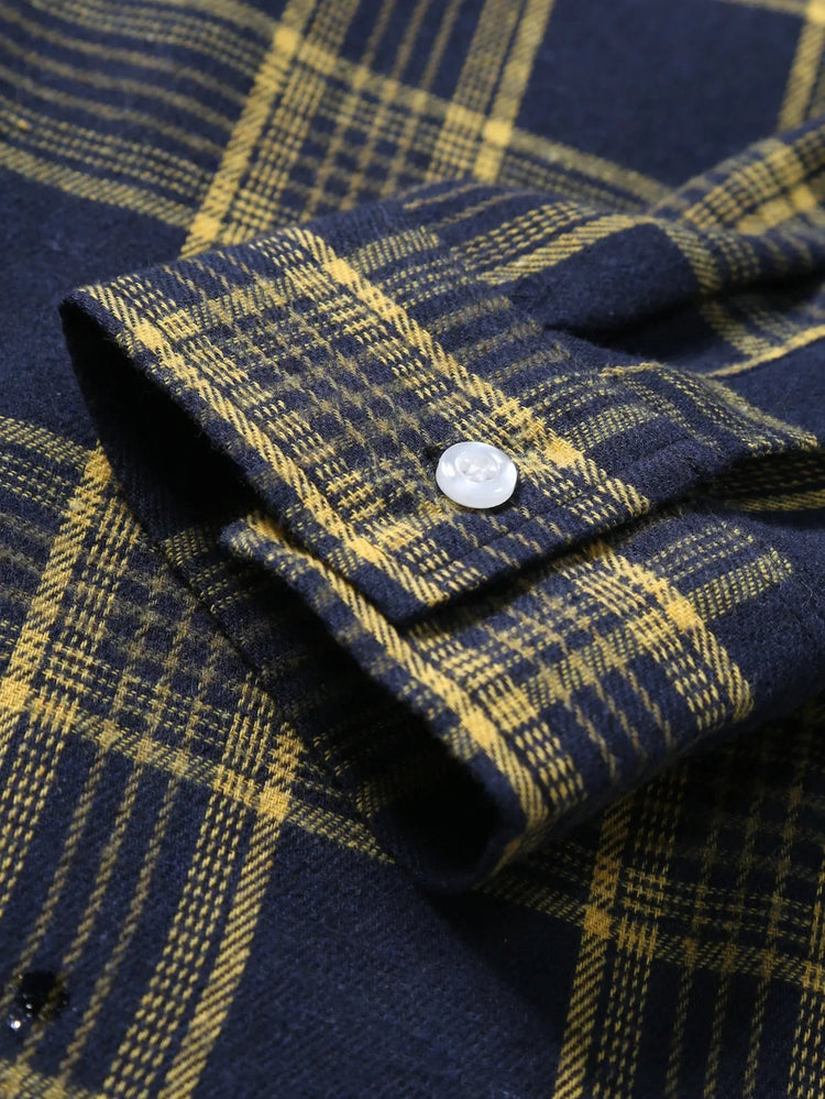 Casual Plaid Long Sleeve Men&