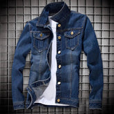 Men Jeans Jacket  Stylish Pure Color Slim Fit Jeans Jacket  Vintage Men Denim Jacket ShedPoundsPortal