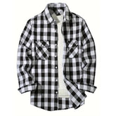 Mens Shirts Single Breaste Classic Plaid Smart Casual Flannel Shirt Long Sleeved Chest Two Pockets Design Spring Autumn Men Tops ShedPoundsPortal
