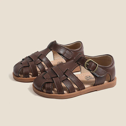 Children Sandals Unisex Kids Fashion Rome Braid Geniune Leather Sandal