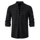 Shirt Cotton Linen Flax Tops Lace Up Long Sleeves Blouse Mens V Neck Medieval Costume Embroidery Tunic Casual Shirt ShedPoundsPortal