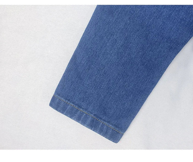 Short Jacket Denim Suit Coat Single-Breasted Stand-up Collar Thin Autumn Jackets Outwear Women Ripped ShedPoundsPortal