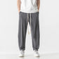 Mens Cotton Linen Pants Mens Summer Breathable Solid Color Harem Pants Male Streetwear White Trousers Men Ankle-Length Pants ShedPoundsPortal