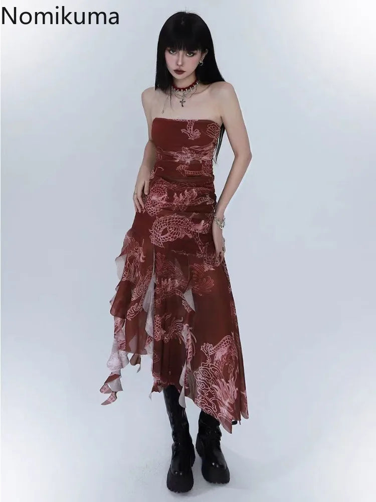 Sexy Dresses for Women 2025 Vestidos De Mujer Tunic Print Sleeveless Backless Robe Femme Fashion Summer Irregular Chiffon Dress ShedPoundsPortal