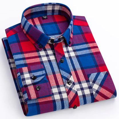 plus size 8XL100%cotton sanding long-sleeve shirts for men slim fit casual plain shirt soft palid tops designer elegant clothes