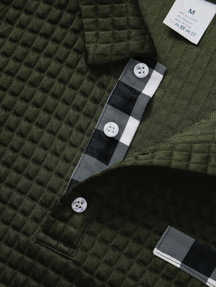 Digital Printed Fabric with Irregular Plaid Pattern, Non-Positioned Plaid Pattern, Thick Long-Sleeve Turn-Down Collar Top, Square Plaid Texture Fabric, Fashionable Casual Everyday Wear ShedPoundsPortal