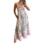 Women s Long Cami Dress Floral Leopard Print Sleeveless Square Neck Backless A-Line Ric Rac Dress