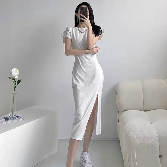 White Dresses for Women 2024 Woman Dress Clothes Midi X New in Chic and Elegant Pretty Cheap Casual Y2k Outfits Harajuku Cotton ShedPoundsPortal