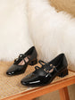 Women heels Shoes Mary Jane Shoes Woman Pumps Patent Leather High Heels Dress Shoes Red Wedding Shoes Spring 2025 Double Buckle