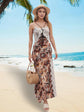 Women s Boho Floral Print Maxi Dress Sleeveless V-Neck Open Back Side Slit Beach Dress Summer Vacation Dress