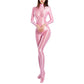 Sexy Women Zipper Full Body Jumpsuit Oil Glossy Sheer Solid Color Tights Bodysuits Long Sleeve Catsuits Smooth Swimsuits Rompers ShedPoundsPortal