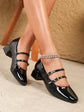 Women heels Shoes Mary Jane Shoes Woman Pumps Patent Leather High Heels Dress Shoes Red Wedding Shoes Spring 2025 Double Buckle