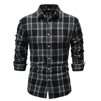 Casual Plaid Long Sleeve Men&