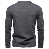 AIOPESON Henley Collar T Shirt Men Casual Solid Color Long Sleeve Autumn Fashion High Quality 100% Cotton Mens T Shirts ShedPoundsPortal