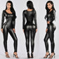 Women Jumpsuit Patent Leather Sexy Black Long Sleeve Jumpsuit Female Uniform Bodysuit ShedPoundsPortal