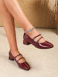 Women heels Shoes Mary Jane Shoes Woman Pumps Patent Leather High Heels Dress Shoes Red Wedding Shoes Spring 2025 Double Buckle